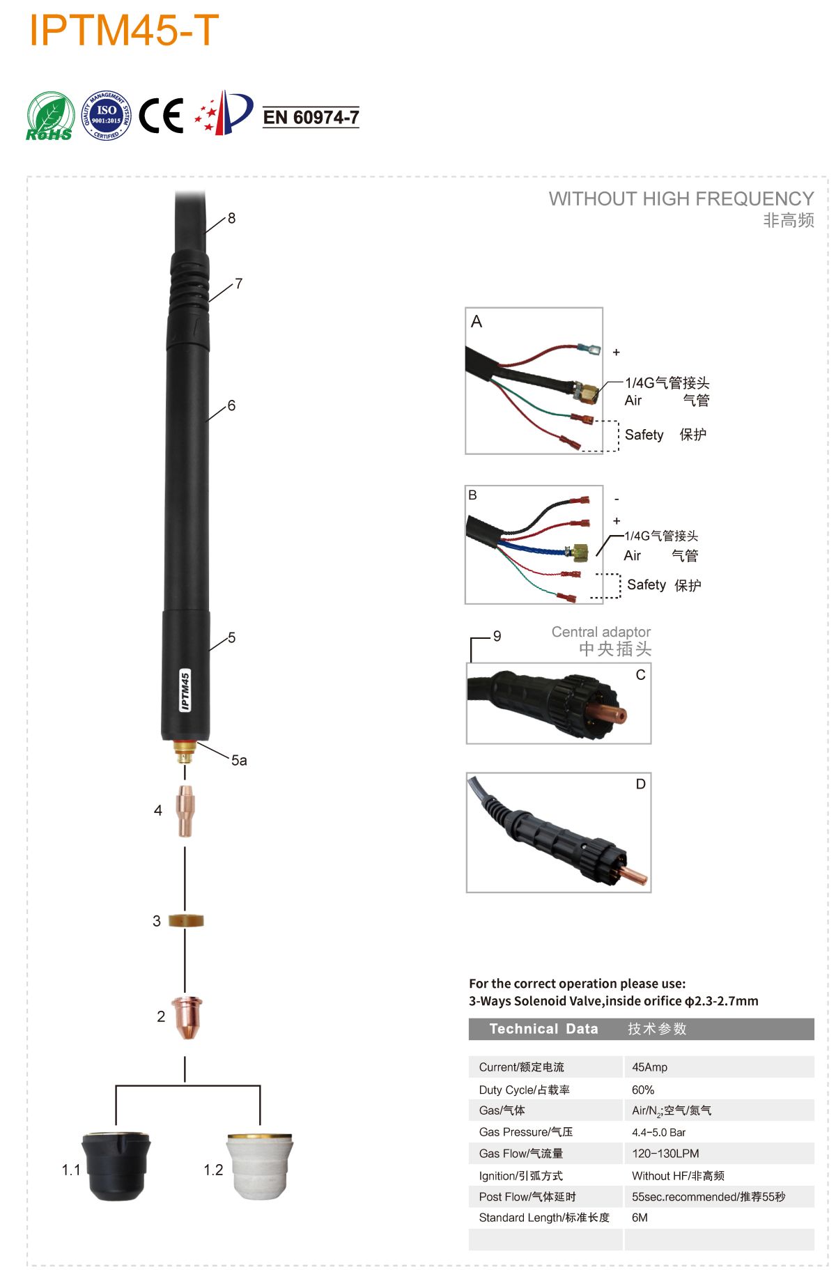 TIG TORCH IPTM45-T2